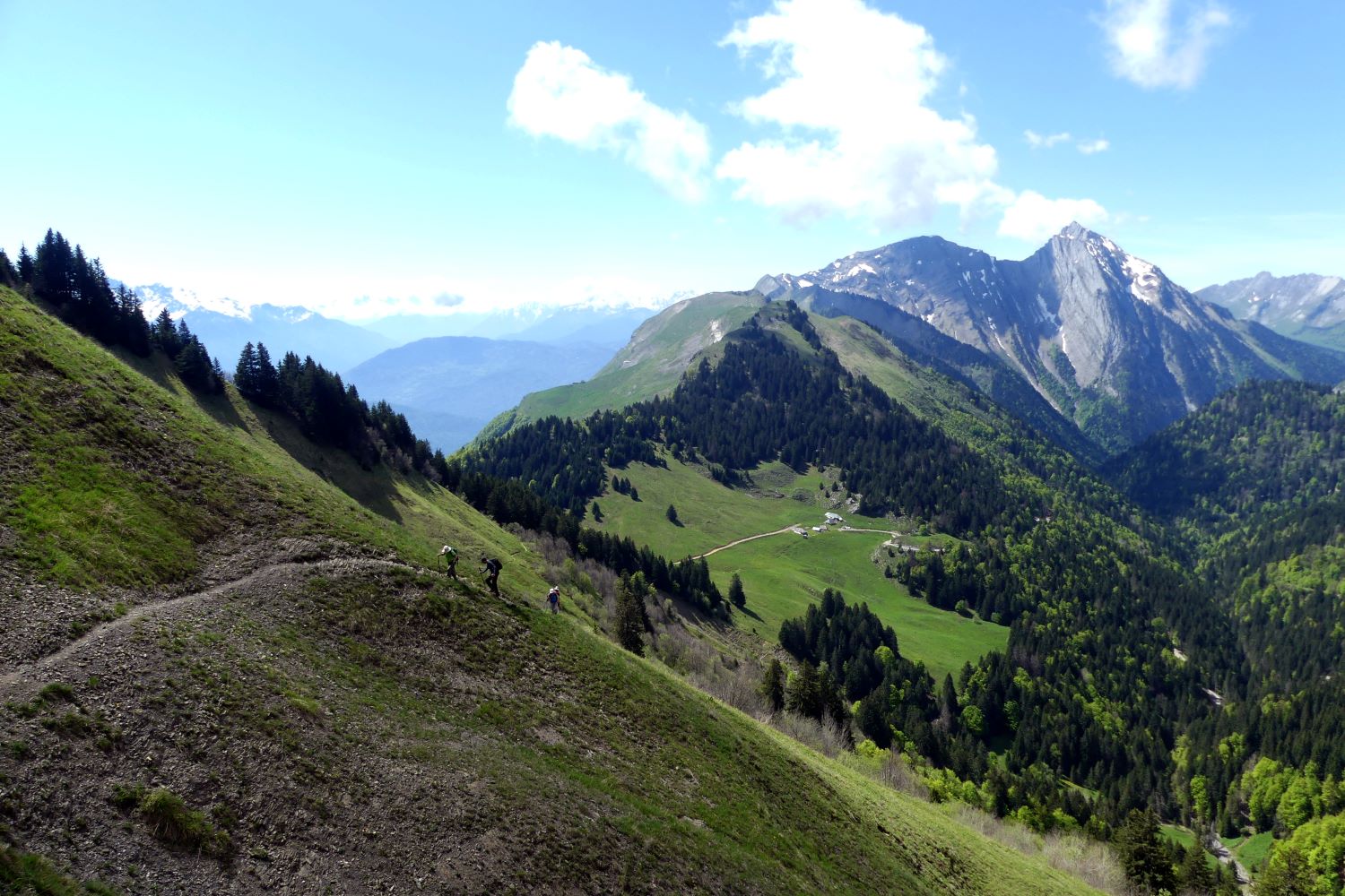 Randonnée pédestre-Beauges-Chaurionde- regard en arrière en montant au col du Drison-Club alpin ouest Lyonnais