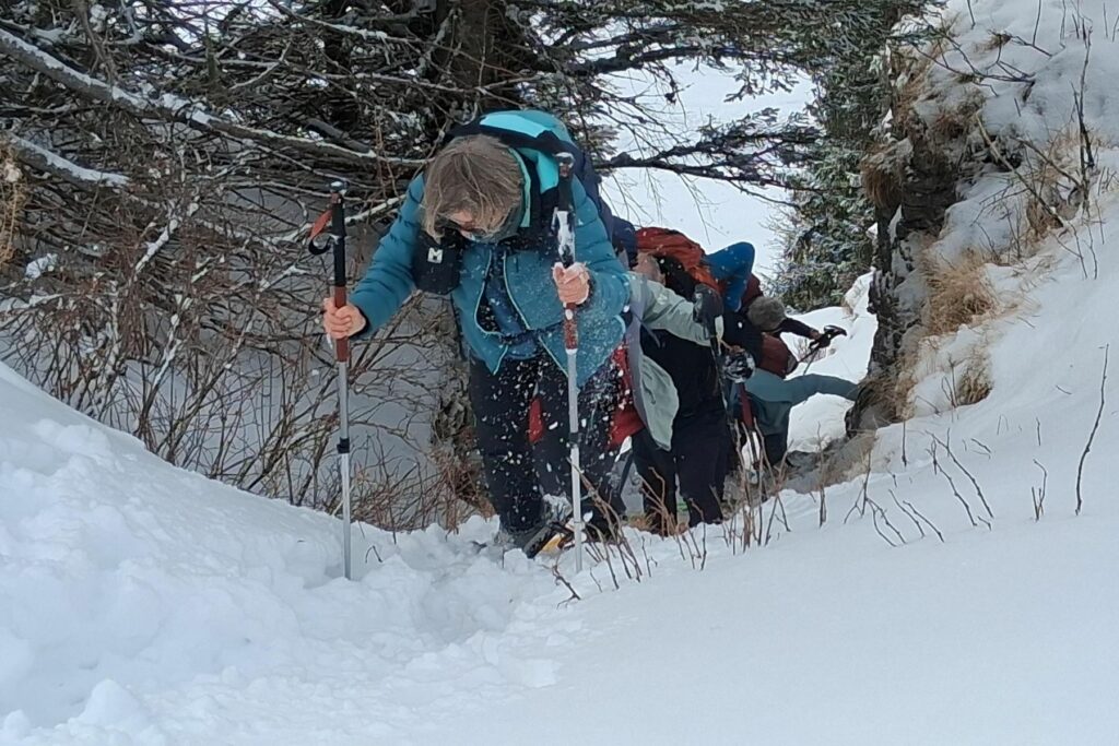 Raquette Glières-sortie du couloir- Janvier 2026-Club Alpin Ouest Lyonnais