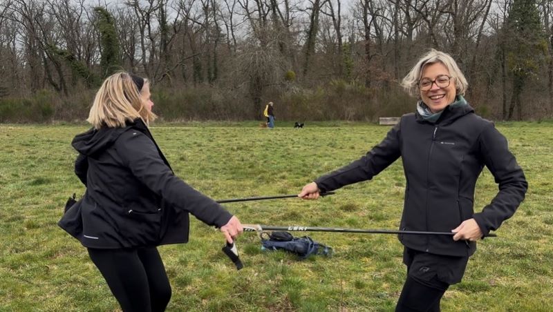 initiation marche nordique au parc de Lacroix Laval-exercice-club alpin ouest lyonnais-février 2026